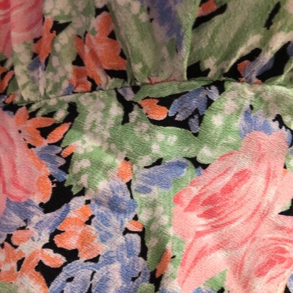 Zara Floral Green & Pink Blouse Elasticated Top Small - Picture 6 of 8
